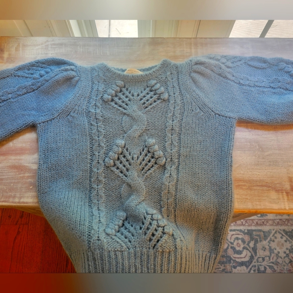 Sezane Blue Cable Knit Sweater